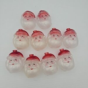 Vintage Christmas String Light Bulb Cover - Santa Face / Head Lot Of 10